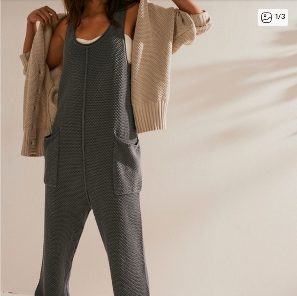 Navy Free People knitted Romper